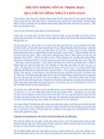 TRUYỀN THỐNG TÔN SƯ TRỌNG ĐẠO ( phần 1 )