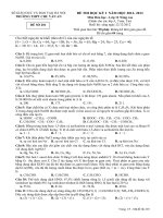 ĐỀ THI HỌC KỲ I  NĂM HỌC 2012- 2013  Môn Hóa học  Lớp 12 Nâng cao TRƯỜNG THPT CHU VĂN AN  