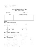 ĐỀ KIỂM TRA ĐỊNH KÌ CUỐI HỌC KÌ II TRƯỜNG TH&THCS LÂM XUYÊN MÔN TOÁN LỚP 2