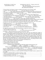 ĐỀ KIỂM TRA HỌC KÌ I NĂM HỌC 2010-2011 MÔN TIẾNG  ANH LỚP 9 