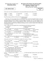 Đề thi tuyển sinh lớp 10 THPT năm học 2011 môn TIẾNG ANH – Sở giáo dục đào tạo TỈNH ĐẮK NÔNG