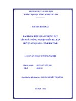 Đánh giá hiệu quả sử dụng đất sản xuất nông nghiệp trên địa bàn huyện vũ quang   tỉnh hà tĩnh 