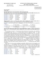 ĐỀ THI TUYỂN SINH ĐẠI HỌC NĂM 2011 Môn: TIẾNG ANH; Khối D 284 