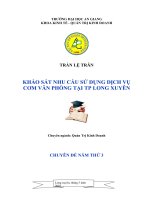 KHẢO sát NHU cầu sử DỤNG DỊCH vụ cơm văn PHÒNG tại TP LONG XUYÊN 