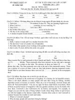 ĐỀ THI TUYỂN SINH VÀO LỚP 10 THPT NĂM HỌC 2011-2012 MÔN TIẾNG ANH - SỞ GIÁO DỤC VÀ ĐÀO TẠO NGHỆ AN