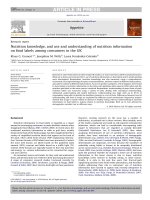 Nutrition knowledge, grunert et al 2010, in appetite 