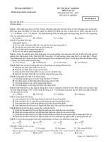 ĐỀ THI TRẮC NGHIỆM  MÔN VẬT LÝ