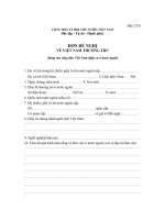 ĐƠN ĐỀ NGHỊ VỀ VIỆT NAM THƯỜNG TRÚ