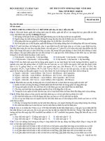 ĐỀ THI TUYỂN SINH ĐẠI HỌC NĂM 2010 Môn: SINH HỌC; Khối B 826 