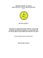 THÁI độ của SINH VIÊN KHOA KINH tế   QUẢN TRỊ KINH DOANH TRƯỜNG đại học AN GIANG đối với các HOẠT ĐỘNG NGOẠI KHÓA DO TRƯỜNG tổ CHỨC 