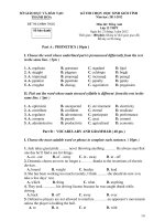 ĐỀ THI CHỌN HỌC SINH GIỎI TỈNH Năm học 2011-2012 Môn TIẾNG ANH LỚP 12 THPT