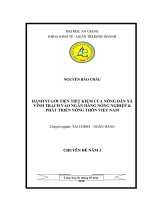 HÀNH VI gởi TIỀN TIẾT KIỆM của NÔNG dân xã VĨNH TRẠCH vào NGÂN HÀNG NÔNG NGHIỆP & PHÁT TRIỂN NÔNG THÔN VIỆT NAM 