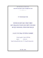 Đánh giá kết quả thực hiện quy hoạch sử dụng đất đến năm 2010 huyện ninh hải, tỉnh ninh thuận 