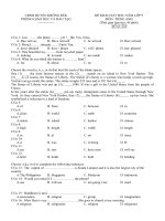 ĐỀ KHẢO SÁT ĐẦU NĂM LỚP 9 MÔN  TIẾNG ANH