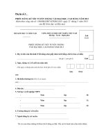 PHIẾU ĐĂNG KÝ XÉT TUYỂN THẲNG VÀO ĐẠI HỌC, CAO ĐẲNG NĂM 2013