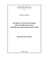 Tình trạng và vị thế của người nghèo trong phát triển nông thôn tại xã trường sơn, huyện lương sơn, tỉnh hoà bình 