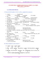 CÂU HỎI TRẮC NGHIỆM KHÁCH QUAN MÔN TIẾNG ANH 9