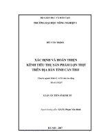 Xác định và hoàn thiện kênh tiêu thụ sản phẩm lợn thịt trên địa bàn tỉnh cần thơ 