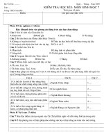 Kiểm tra Học Kì II sinh học 7