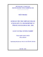 Đánh giá việc thực hiện quy hoạch sử dụng đất của thành phố phủ lý tỉnh hà nam giai đoạn 2001   2010 