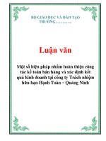 Một số biện pháp nhằm hoàn thiện công tác kế toán bán hàng và xác định kết quả kinh doanh tại Công ty TNHH Hạnh Toàn - Quảng Ninh