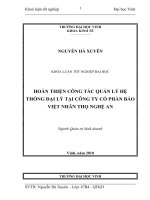 Hoàn thiện công tác quản lý hệ thống đại lý tại công ty cổ phần bảo việt nhân thọ nghệ an 