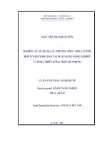 Nghiên cứu sử dụng các phương thức cho vay phù hợp với hộ nông dân tại ngân hàng nông nghiệp và phát triển nông thôn hải phòng 