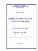 Đánh giá hiệu quả và định hướng sử dụng đất nông nghiệp theo hướng sản xuất hàng hóa huyện trực ninh, tỉnh nam định 