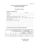 BẢN KHAI CÁ NHÂN