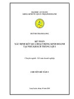 KẾ TOÁN  xác ĐỊNH kết QUẢ HOẠT ĐỘNG KINH DOANH  tại NHÀ KHÁCH THẮNG lợi 1 