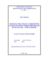 Đánh giá thực trạng và định hướng sử dụng đất nông nghiệp trên địa bàn huyện mỹ lộc   tỉnh nam định 