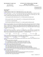 ĐỀ THI TUYỂN SINH ĐẠI HỌC NĂM 2009 Môn thi: VẬT LÍ; Khối: A