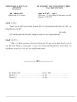 ĐỀ THI CHỌN HỌC SINH GIỎI CẤP TỈNH LÂM ĐỒNG NĂM HỌC 2010 – 2011 Môn: NGỮ VĂN - THCS