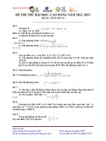 ĐỀ THI THỬ ĐẠI HỌC, CAO ĐẲNG NĂM 2012 -2013                                                                                       Môn TOÁN (ĐỀ 25)