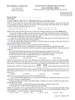 ĐỀ THI TUYỂN SINH ĐẠI HỌC NĂM 2011 Môn: SINH HỌC; Khối B 469 