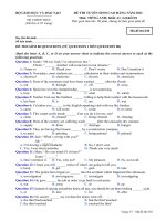 ĐỀ THI TUYỂN SINH CAO ĐẲNG NĂM 2012 Môn: TIẾNG ANH; Khối A1 và Khối D1 mã  638 