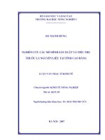 Nghiên cứu các mô hình sản xuất và tiêu thụ thuốc lá nguyên liệu tại tỉnh cao bằng 