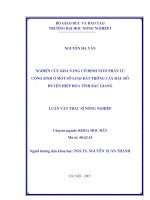 Nghiên cứu khả năng cố định nitơ phân tử cộng sinh ở một số loại đất trồng cây đậu đỗ huyện hiệp hoà tỉnh bắc giang 