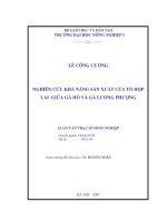 Nghiên cứu khả năng sản xuất của tổ hợp lai giữa gà hồ và gà lương phượng 