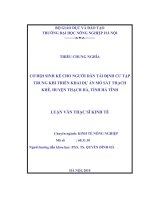 Cơ hội sinh kế cho người dân tái định cư tập trung khi triển khai dự án mỏ sắt thạch khê, huyện thạch hà, tỉnh hà tĩnh 