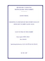 [Luận văn]ảnh hưởng của phân bón kỳ nhân tố đến năng suất, phẩm chất vải thiều tại bắc giang 