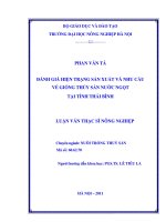 Luận văn đánh giá hiện trạng sản xuất và nhu cầu về giống thuỷ sản nước ngọt tại tỉnh thái bình 