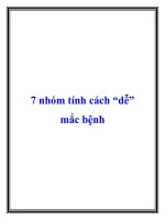 7 nhóm tính cách dễ mắc bệnh 