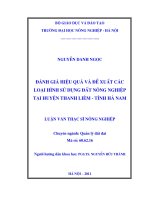 Đánh giá hiệu quả và đề xuất các loại hình sử dụng đất nông nghiệp tại huyện thanh liêm   tỉnh hà nam 