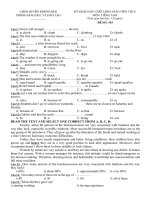 ĐỀ THI KHẢO SÁT CHẤT LƯỢNG GIÁO VIÊN THCS MÔN TIẾNG ANH