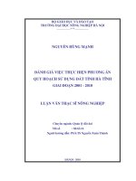 Đánh giá việc thực hiện phương án quy hoạch sử dụng đất tỉnh hà tĩnh giai đoạn 2001 2010 