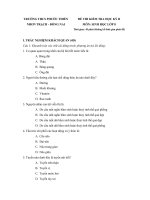ĐỀ THI KIỂM TRA HỌC KỲ II MÔN SINH HỌC LỚP 8 TRƯỜNG THCS PHƯỚC THIỀN, NHƠN TRẠCH - ĐỒNG NAI