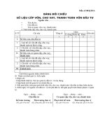 BẢNG ĐỐI CHIẾU  SỐ LIỆU CẤP VỐN, CHO VAY, THANH TOÁN VỐN ĐẦU TƯ