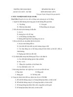 ĐỀ KIỂM TRA HK II MÔN SINH HỌC LỚP 8 TRƯỜNG THCS MAI DỊCH QUẬN CẦU GIẤY - HÀ NỘI