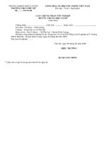 Mẫu Giấy Chứng nhận Tốt nghiệp THCS (Tạm thời)